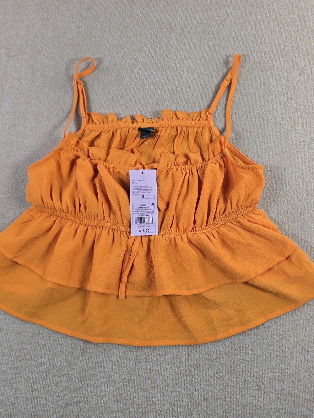 Wild Fable Womens Small Orange Ruffle Tiered Cami Tank Top NWT Boho